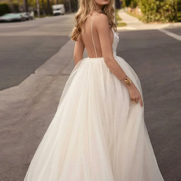 Deep Allure V-Neck Bridal Gown