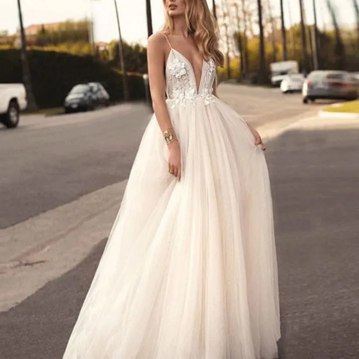 Deep Allure V-Neck Bridal Gown