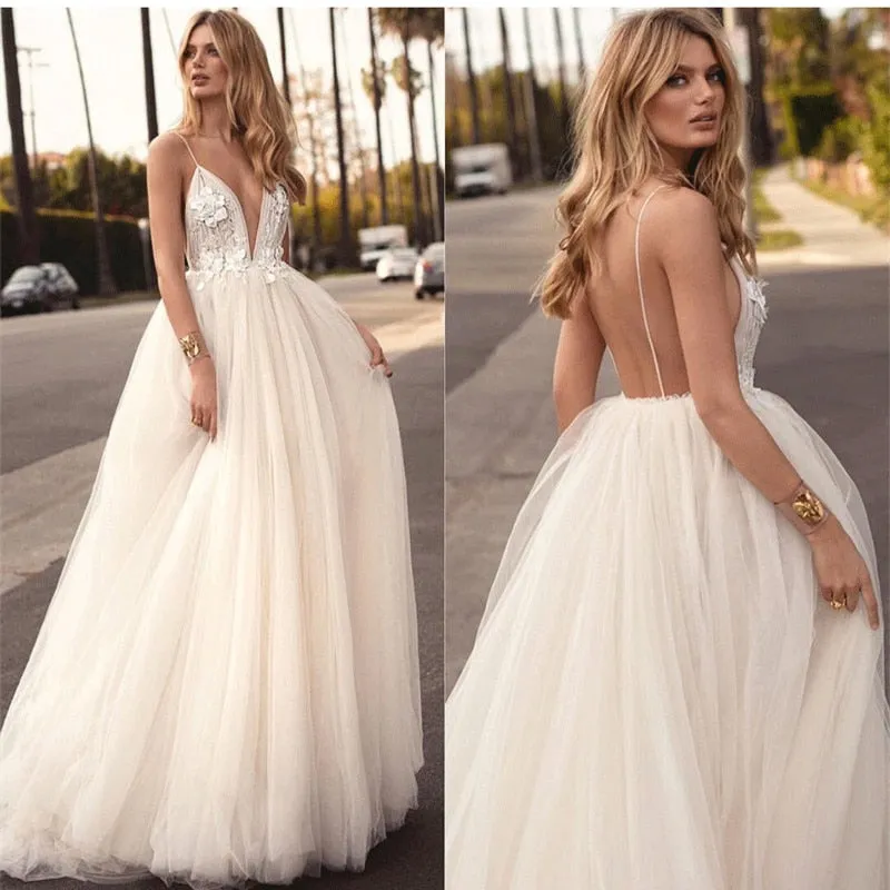 Deep Allure V-Neck Bridal Gown