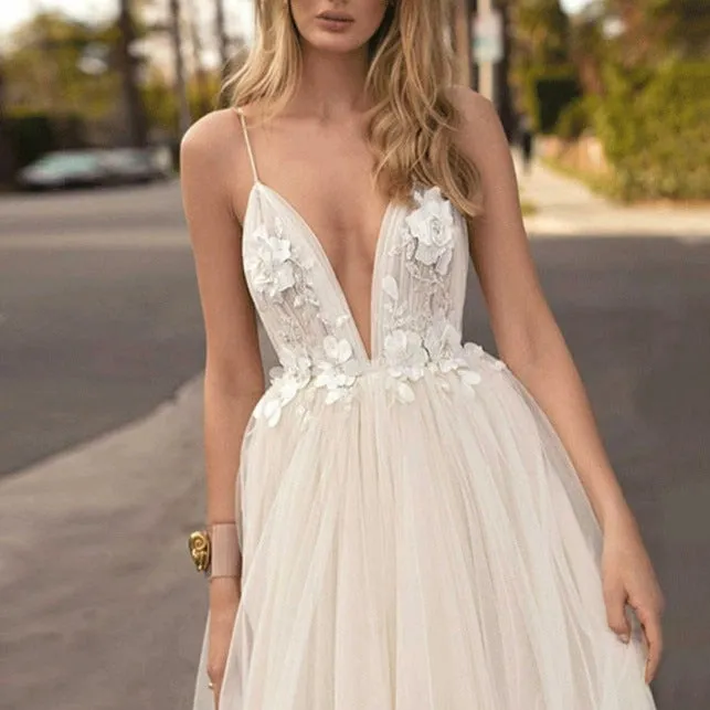 Deep Allure V-Neck Bridal Gown