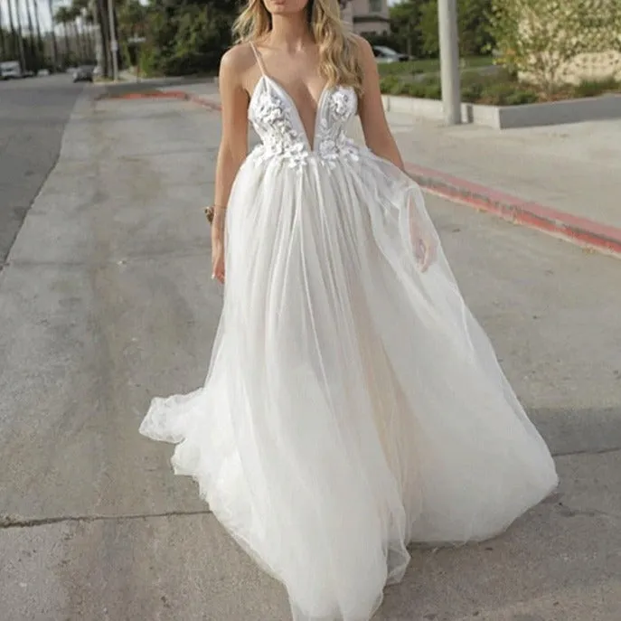 Deep Allure V-Neck Bridal Gown