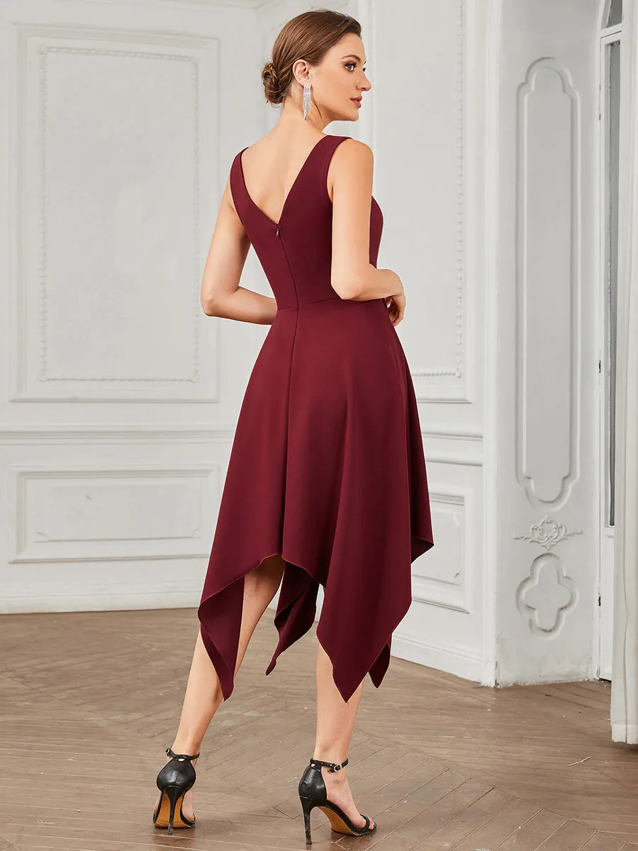 Deep V Neck Sleeveless Wholesale Evening Dresses with Asymmetrical Hem