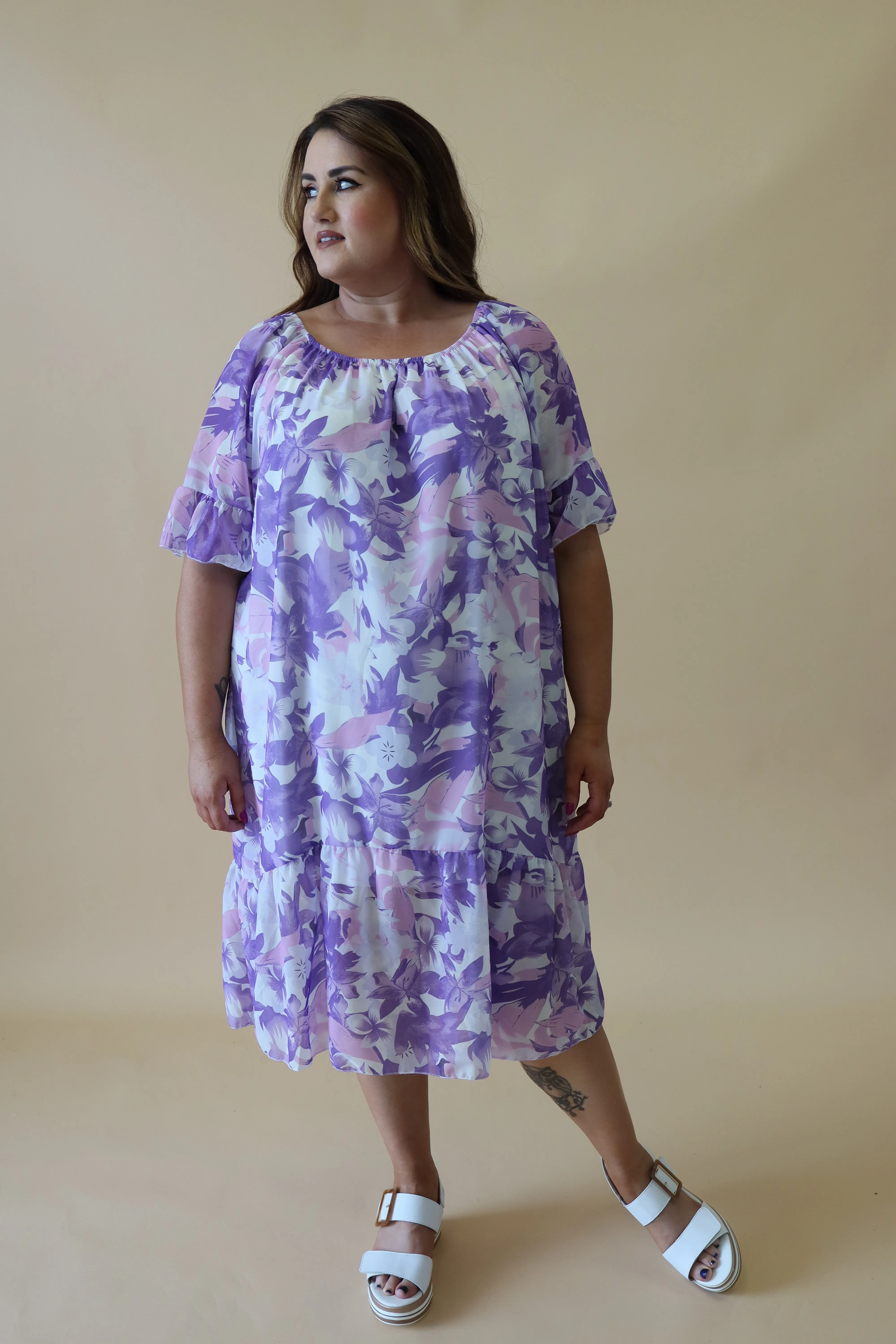 Delilah Dress in Purple Flower