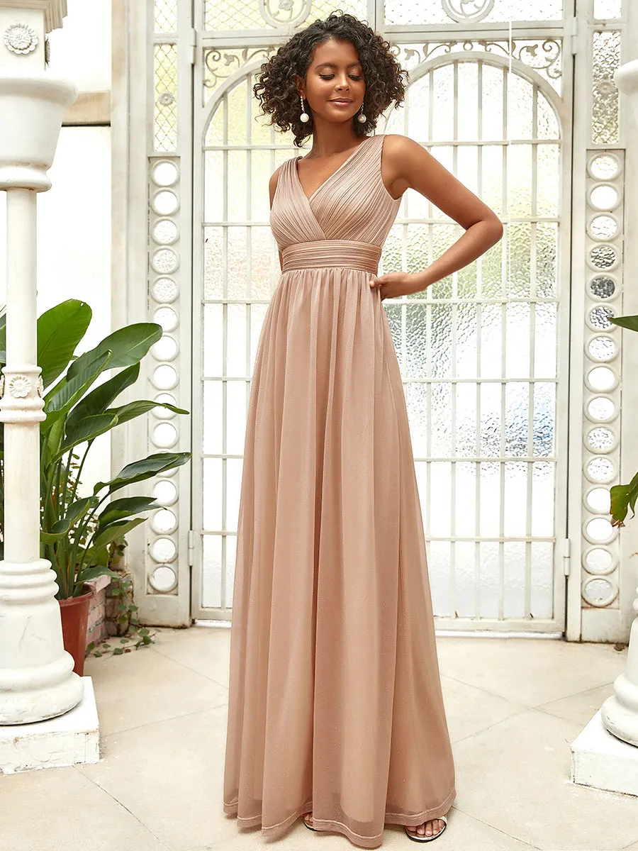 Double V Neck Floor Length Sparkly Wholesale Evening Dresses for Party