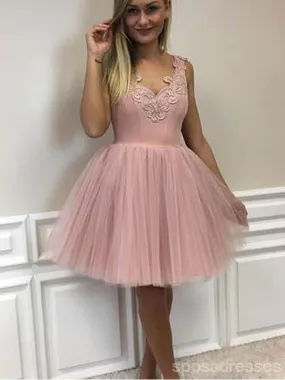 Dusty Pink V Neck Lace Cheap Short Homecoming Dresses Online, CM594