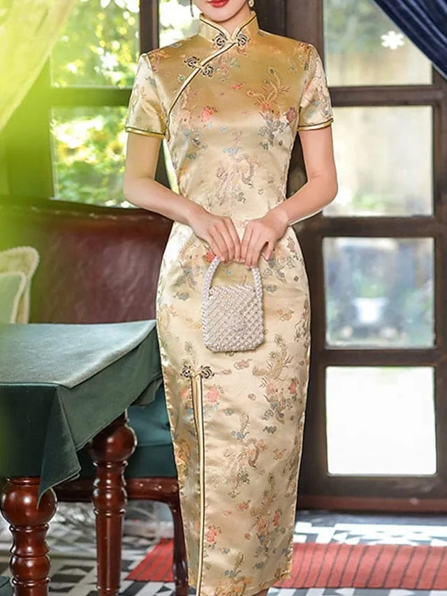 Elegant Animal Embroidered Sheath Midi Dress for Women - Perfect for Weddings and Summer Parties