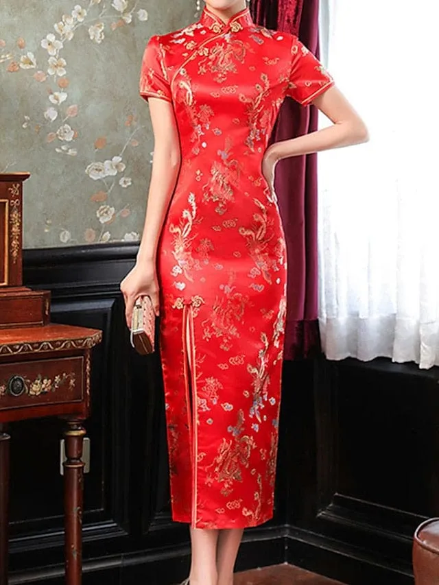 Elegant Animal Embroidered Sheath Midi Dress for Women - Perfect for Weddings and Summer Parties