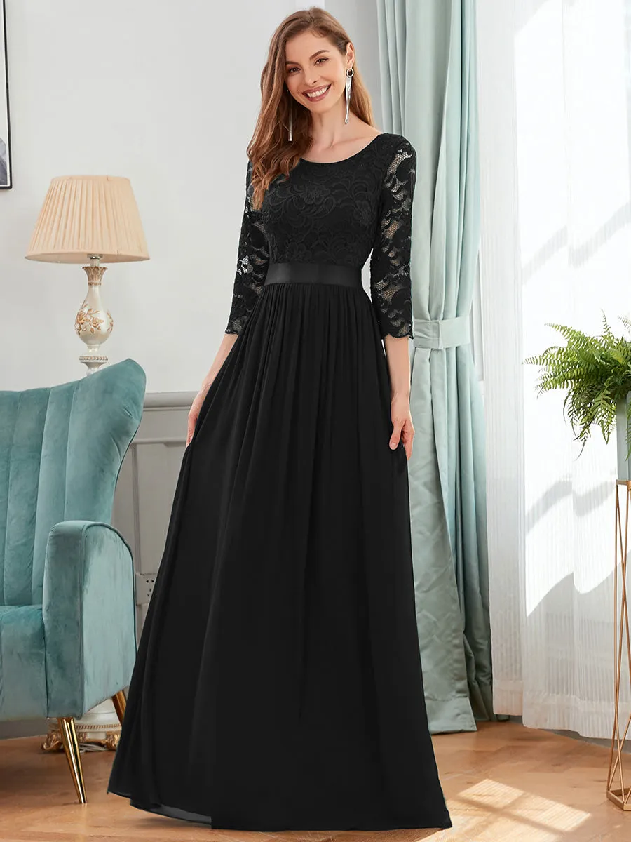 Elegant Empire  Waist Wholesale Bridesmaid Dresses with Long Lace Sleeve