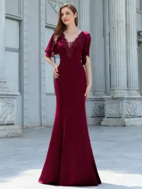 Elegant Floor Length Deep V-neck Mermaid Wholesale Evening Dresses