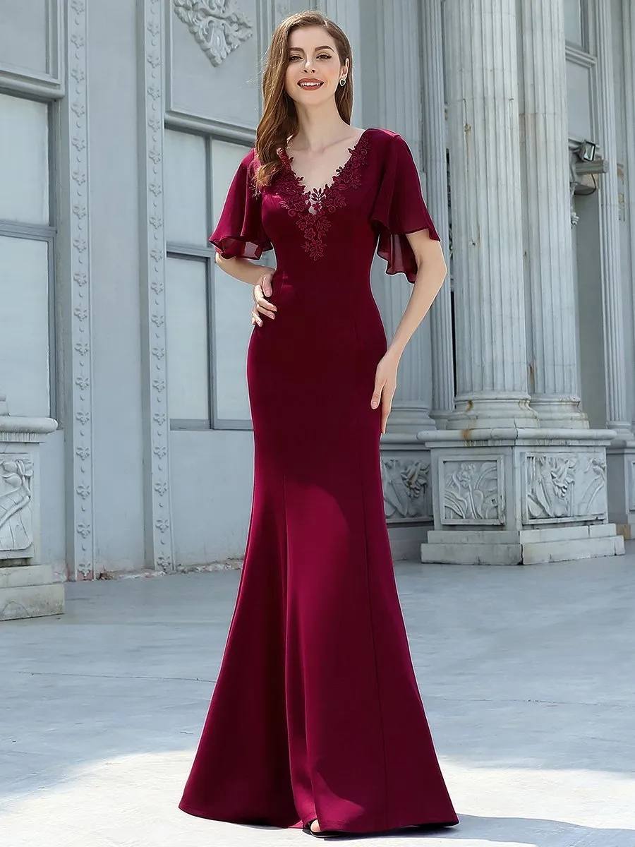 Elegant Floor Length Deep V-neck Mermaid Wholesale Evening Dresses