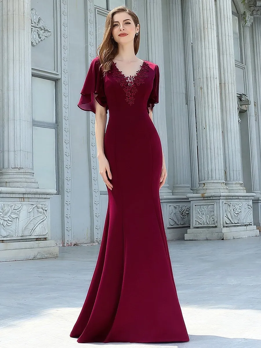 Elegant Floor Length Deep V-neck Mermaid Wholesale Evening Dresses