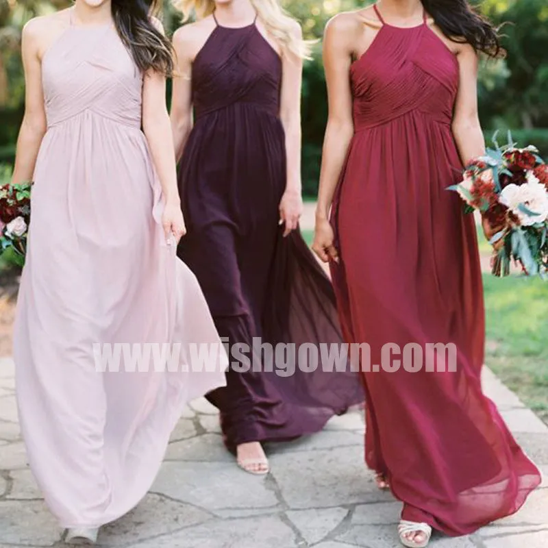 Elegant Halter Grecian  Long Bridesmaid Dresses YPS122