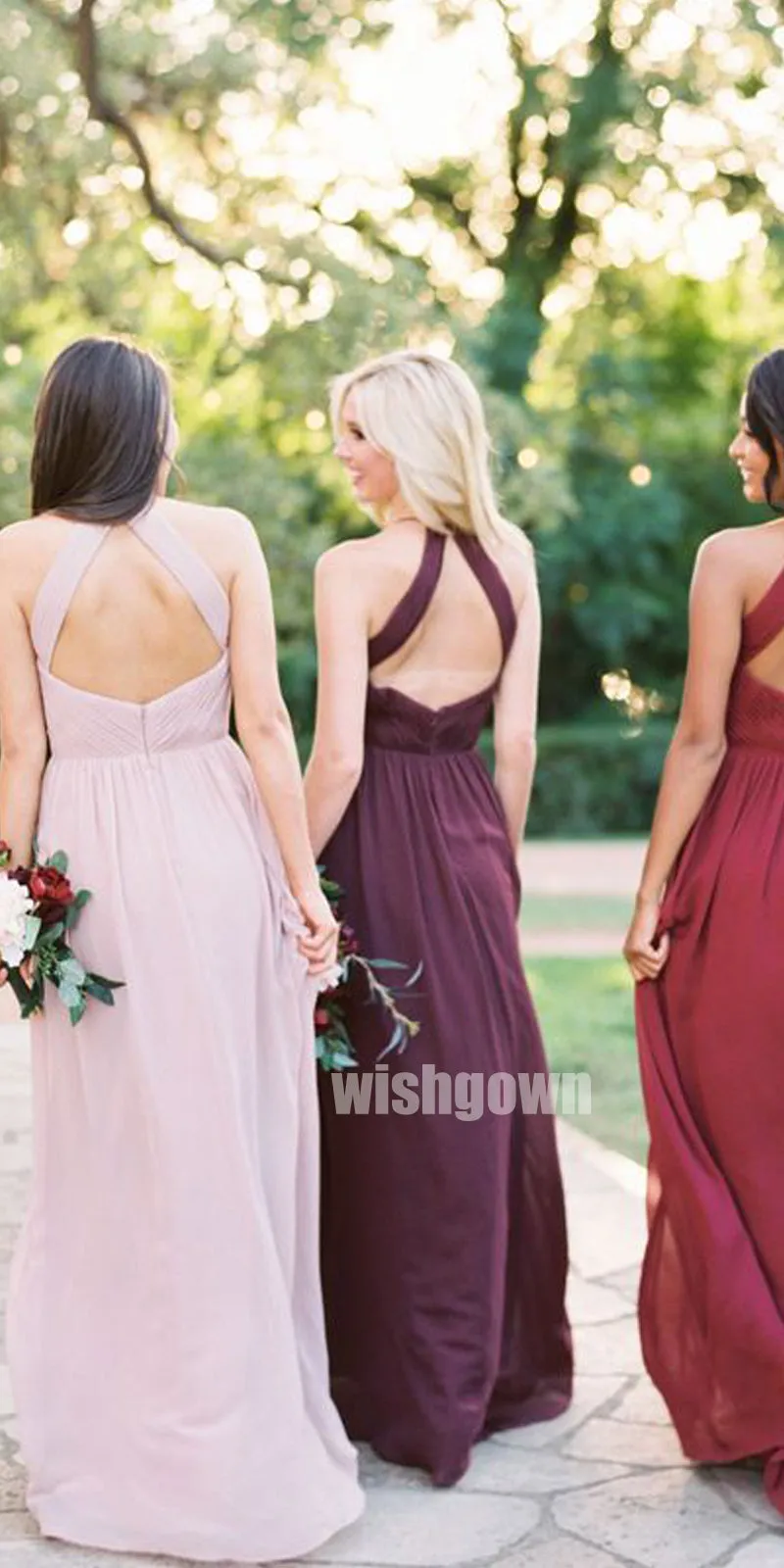 Elegant Halter Grecian  Long Bridesmaid Dresses YPS122