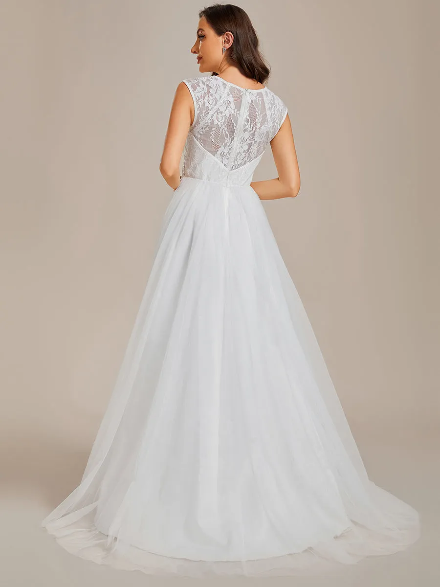 Elegant Hollow Lace Round Neck Wholesale Wedding Dresses