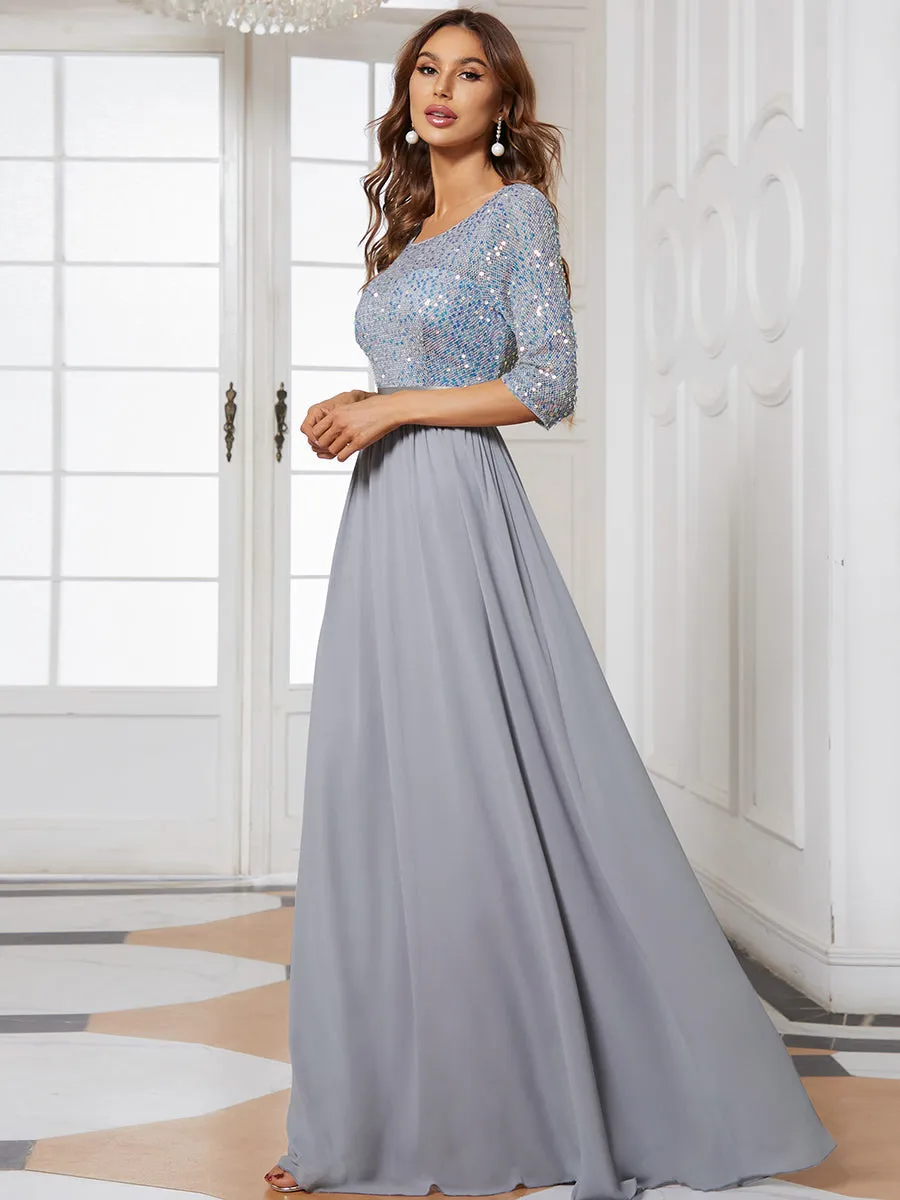 Elegant Round Neckline Sequins Patchwork Wholesale Evening Dress