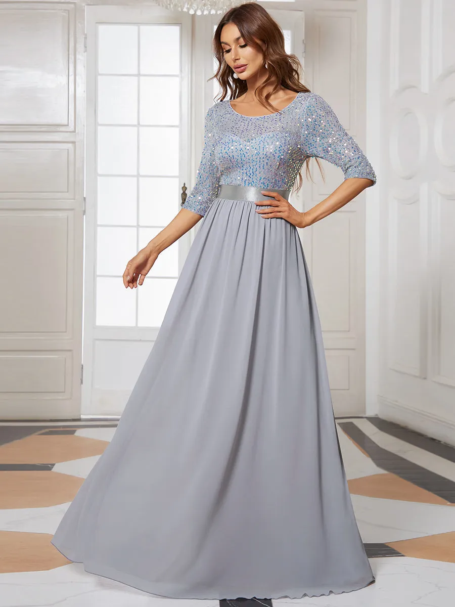 Elegant Round Neckline Sequins Patchwork Wholesale Evening Dress