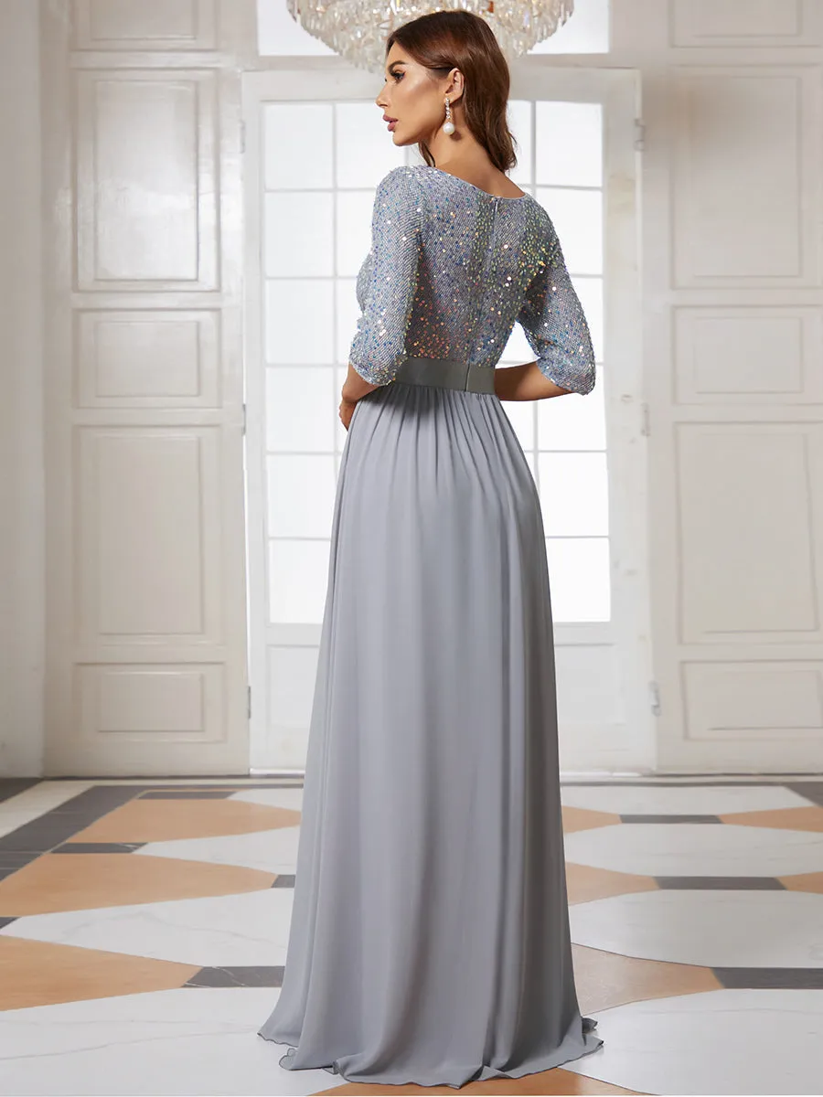 Elegant Round Neckline Sequins Patchwork Wholesale Evening Dress