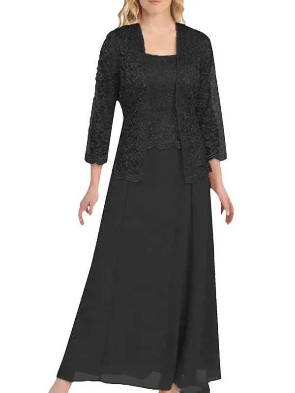 Elegant Women's Black Lace Maxi Swing Dress