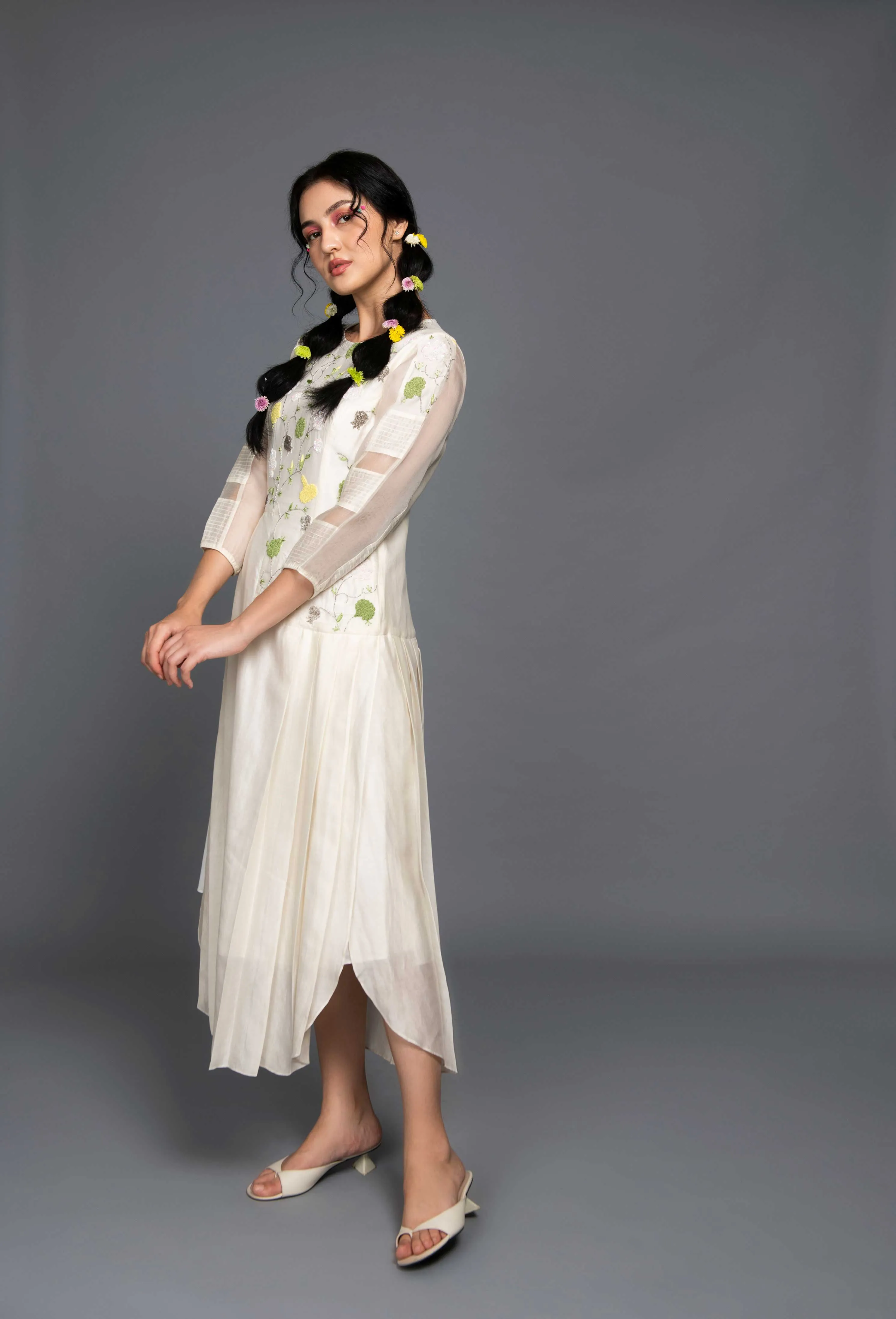 Embroidery Wildflowers Chanderi Dress