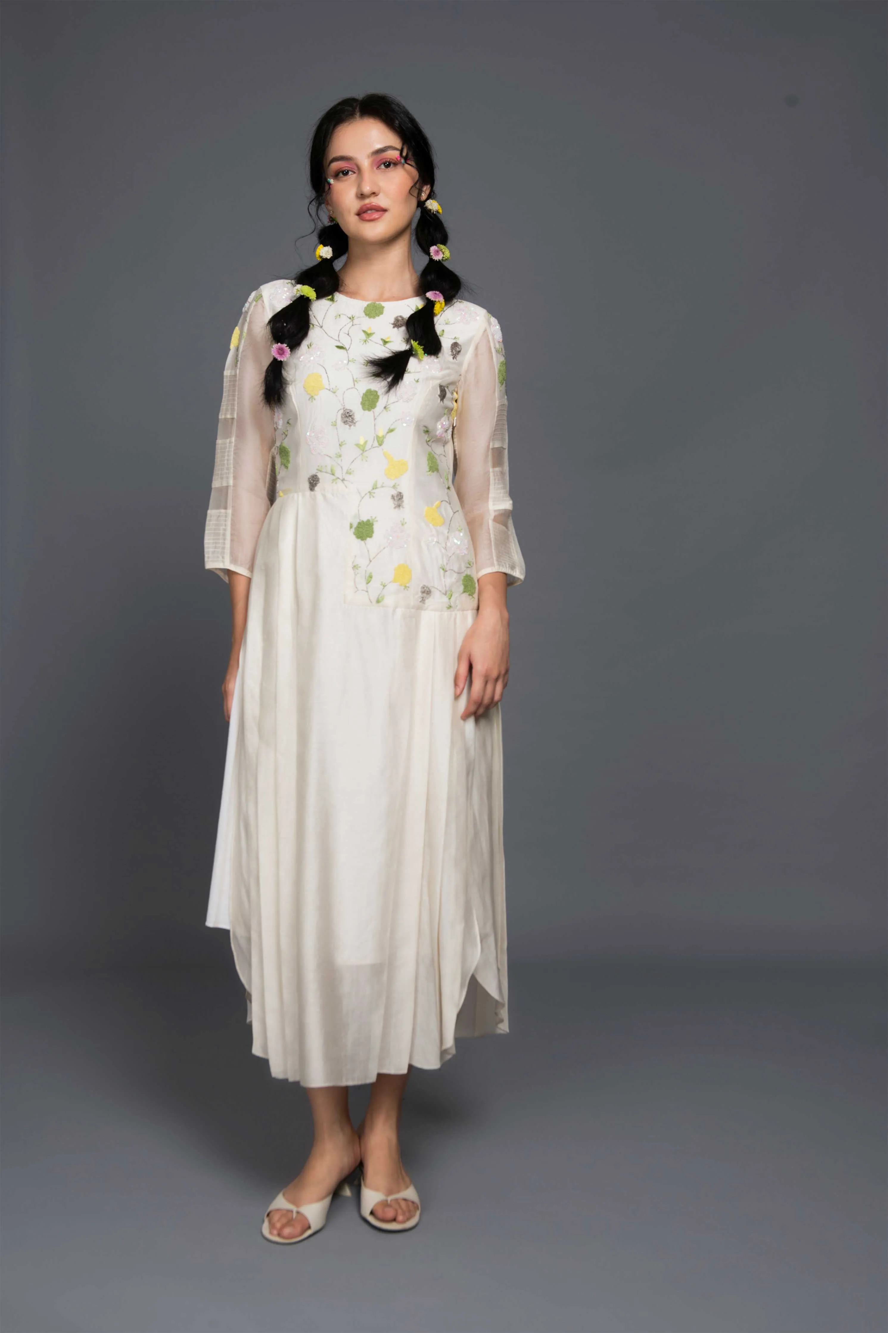 Embroidery Wildflowers Chanderi Dress