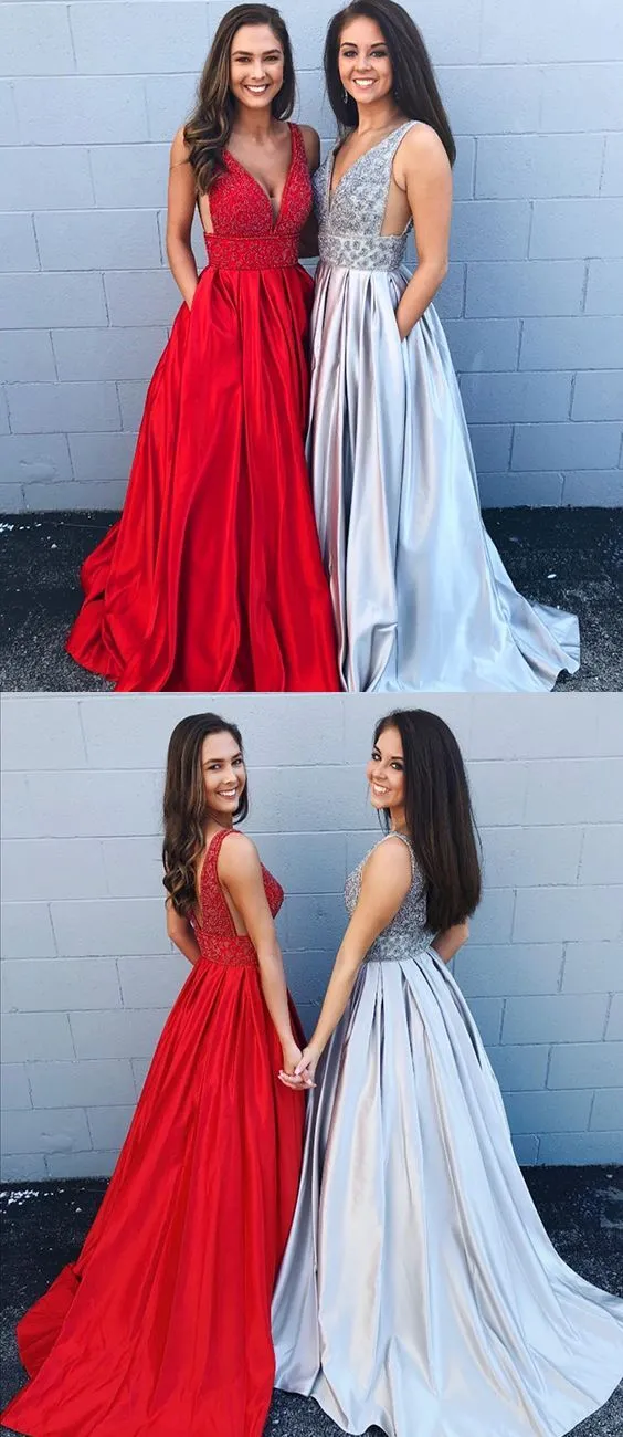 Fashion Prom Dress with Pockets, Prom Dresses, Evening Dress, Dance Dress, Graduation School Party Gown, PC0391