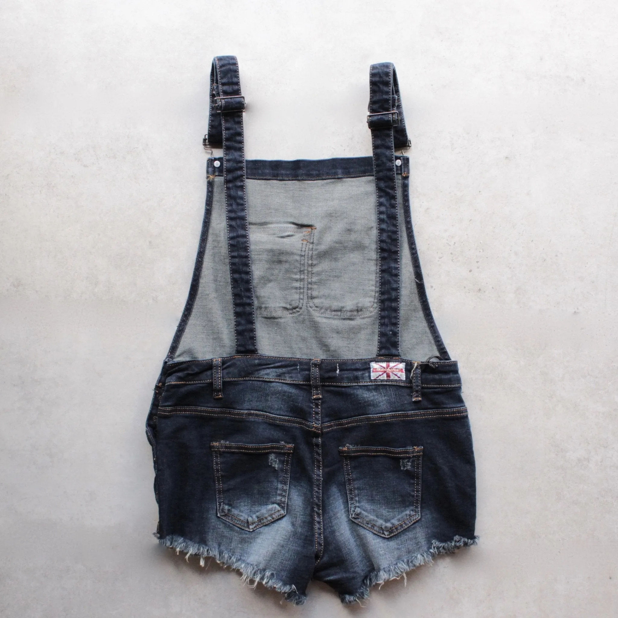 Final Sale - Distressed Denim Overall Shorts