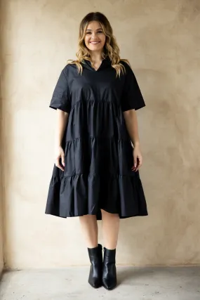 FINAL SALE Serenity Ruffle Dress in Black