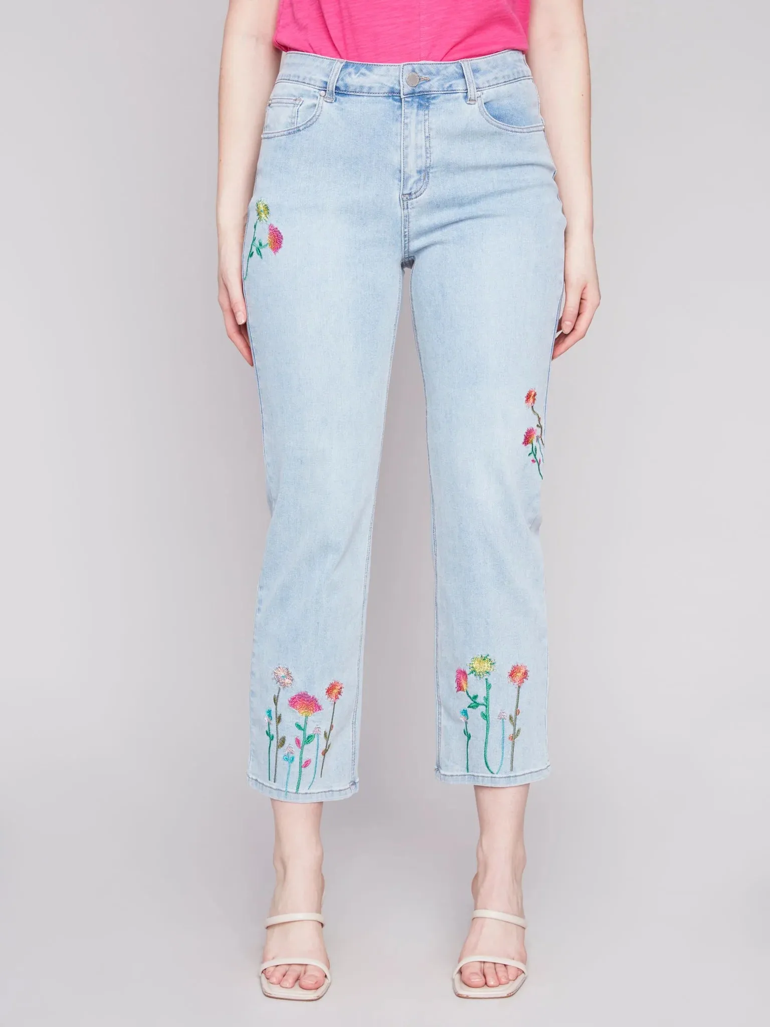 FLORAL EMBROIDERED JEANS