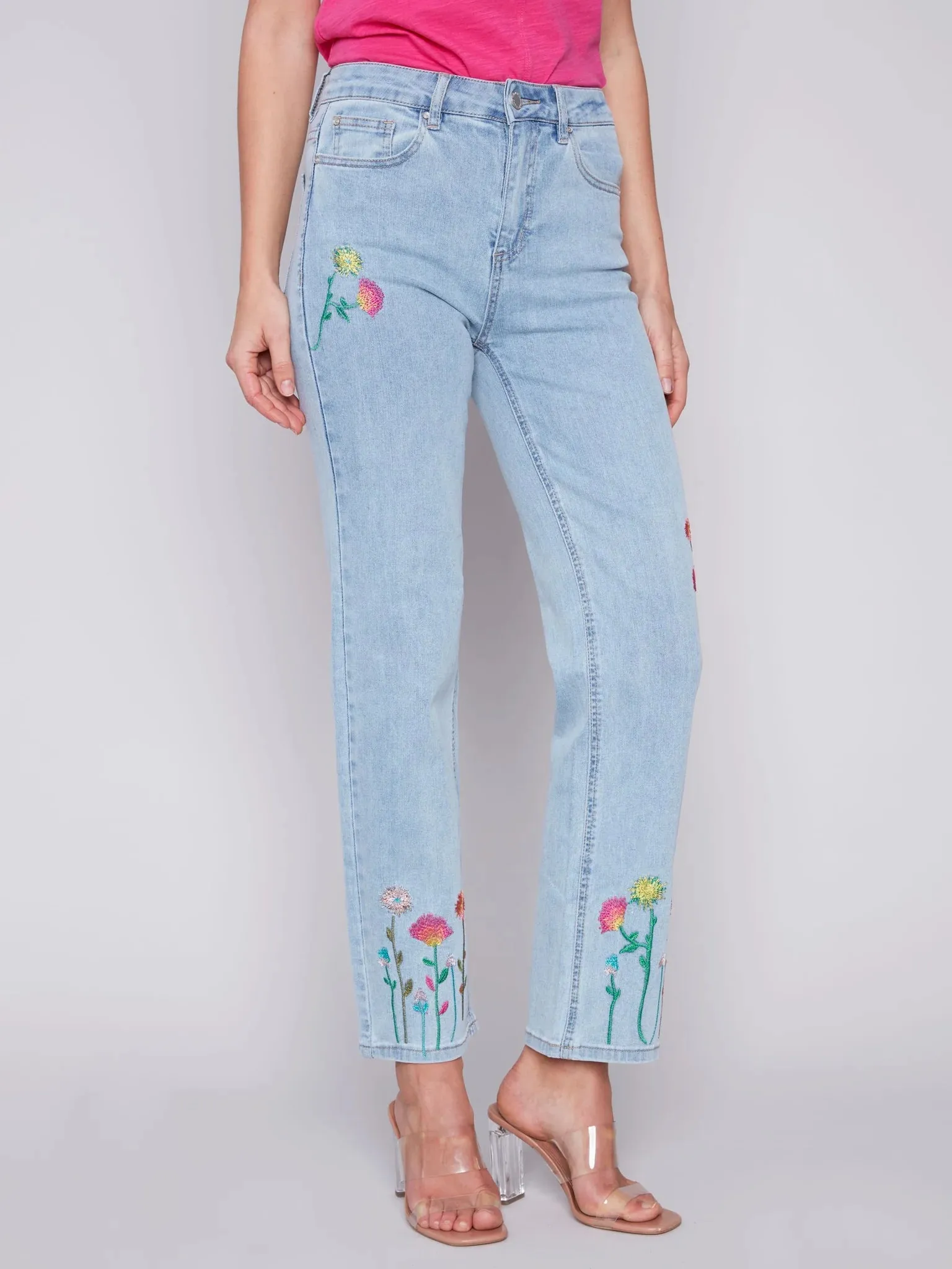 FLORAL EMBROIDERED JEANS