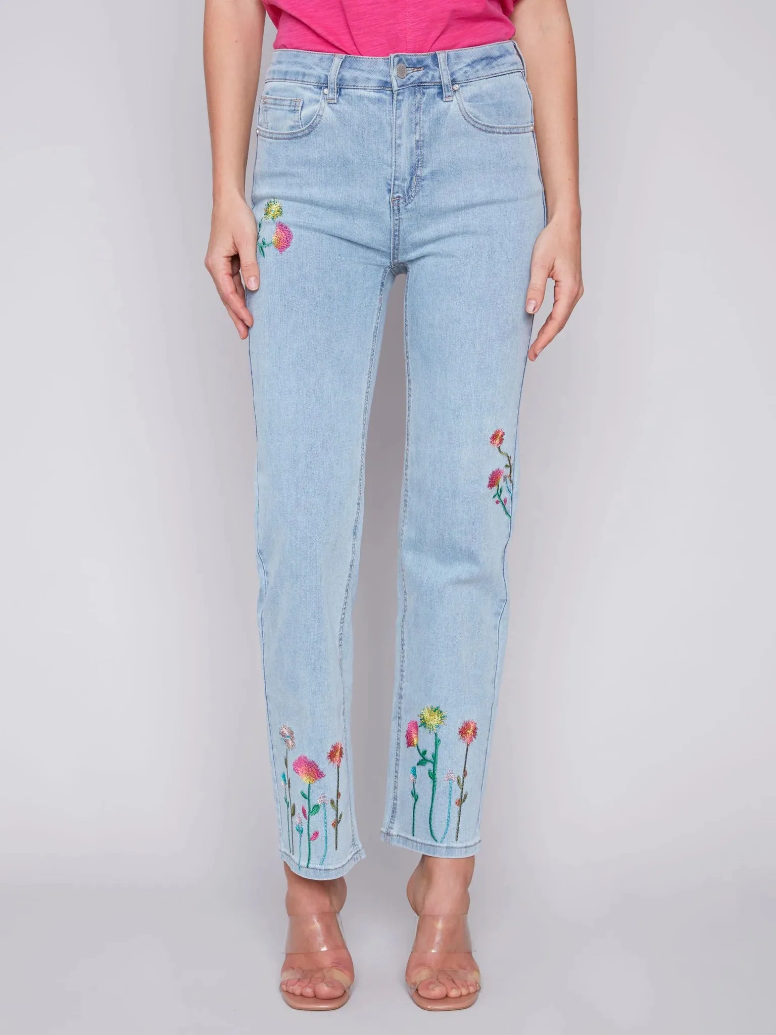 FLORAL EMBROIDERED JEANS