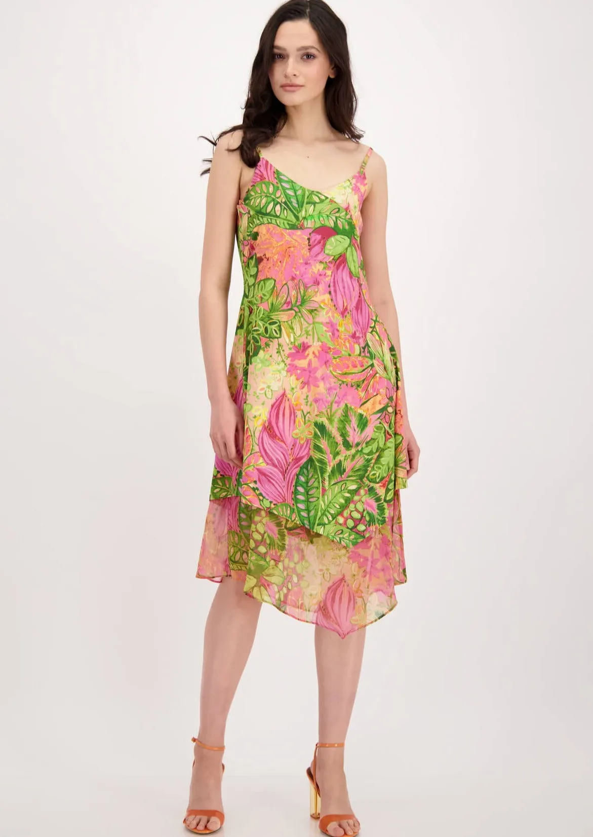 Flower Print Midi Dress - Pink