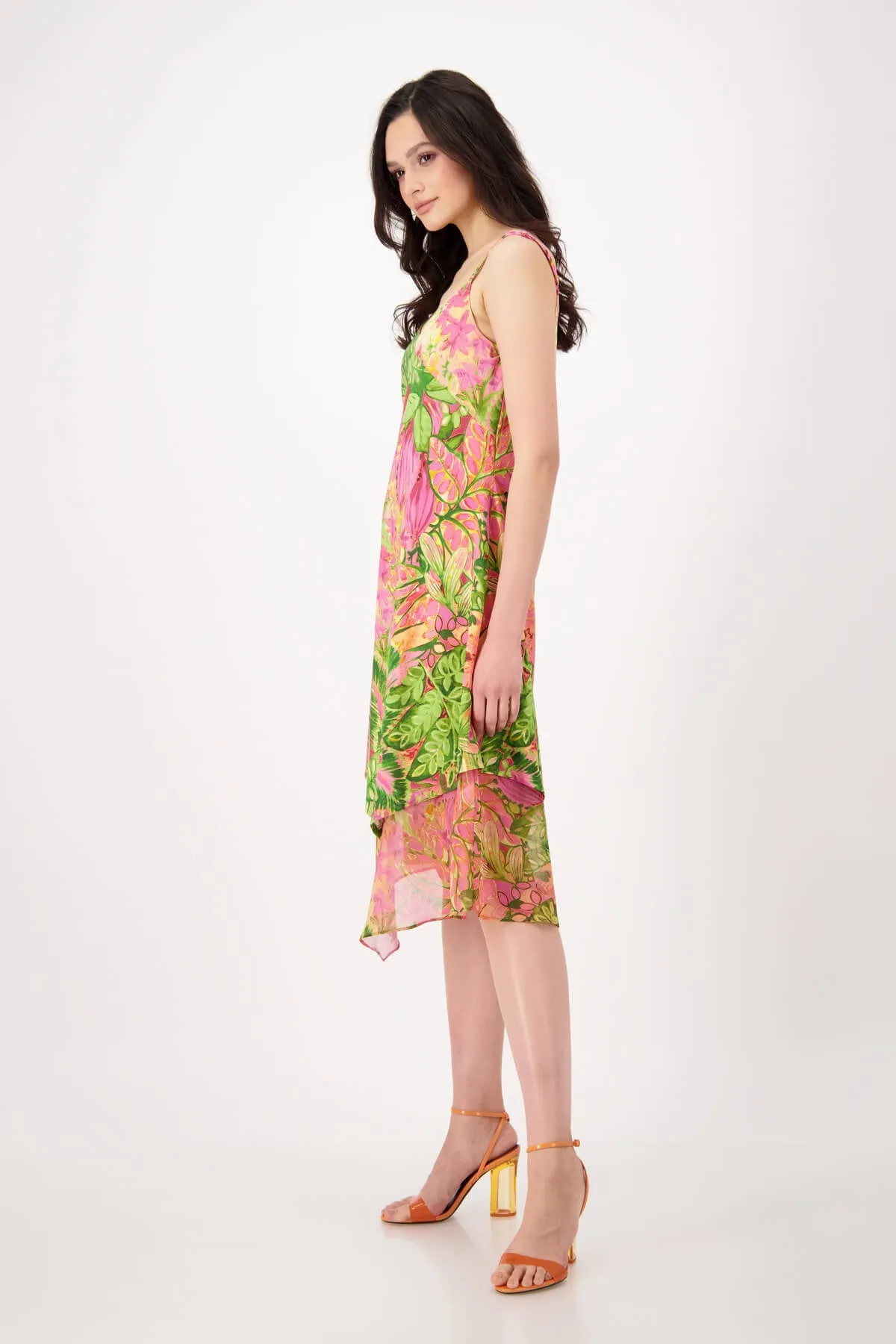 Flower Print Midi Dress - Pink