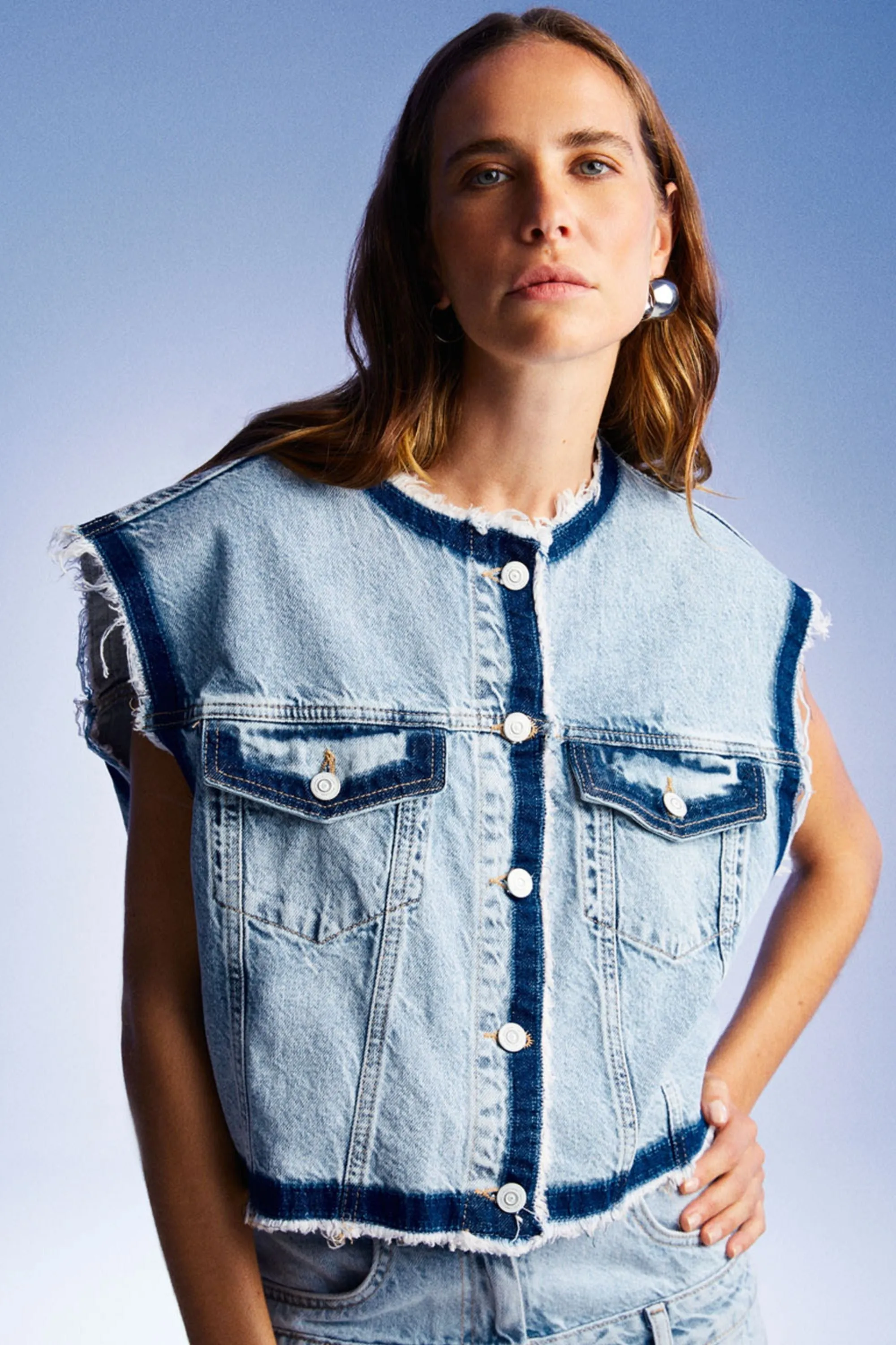 Fringed Jean Vest