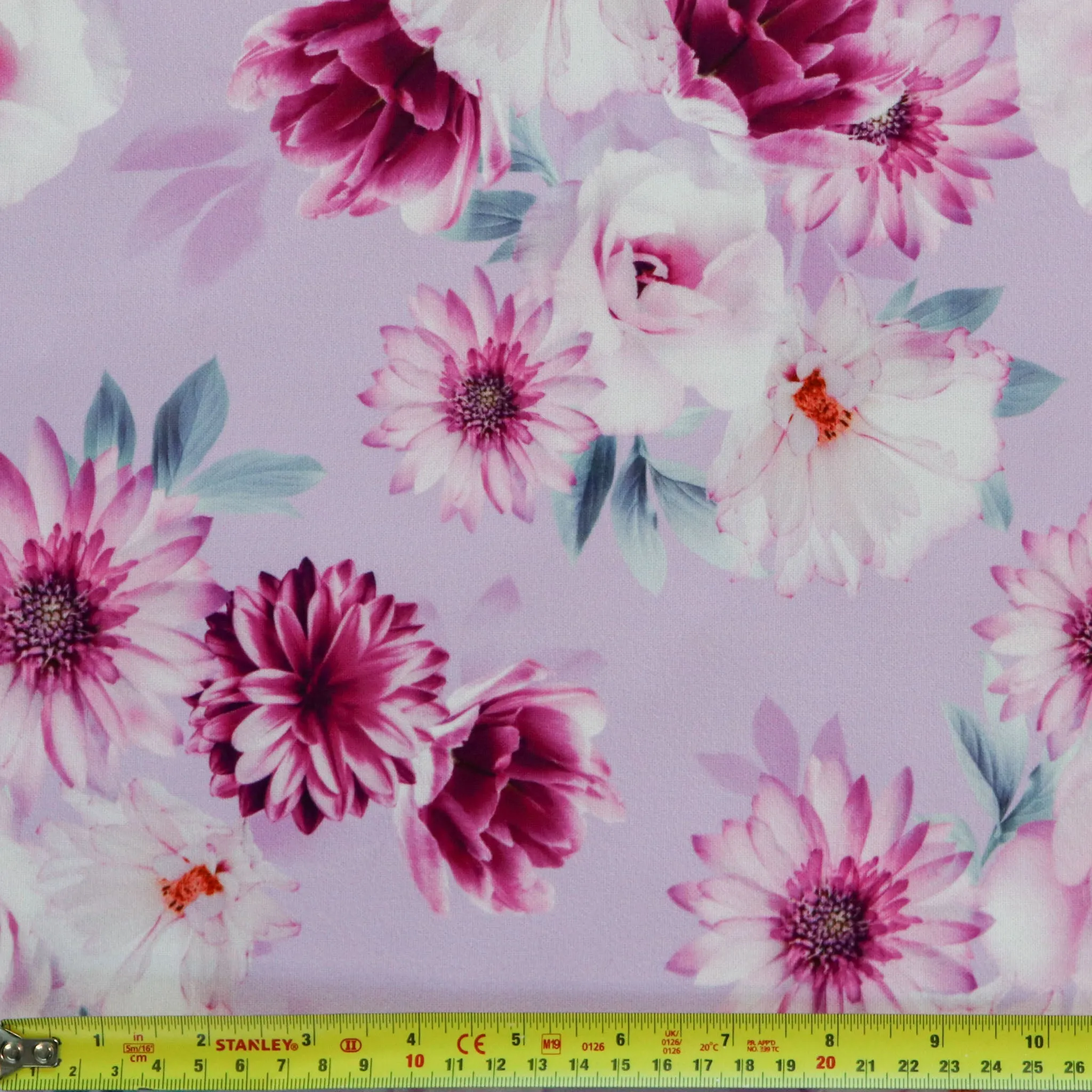 FS1182 Floral Garden Print Scuba Stretch Knit Fabric Lilac