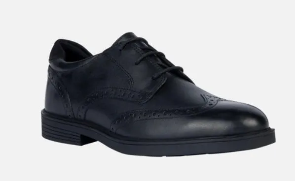 Geox Zeeno Black Leather Design Oxford Dress Shoe