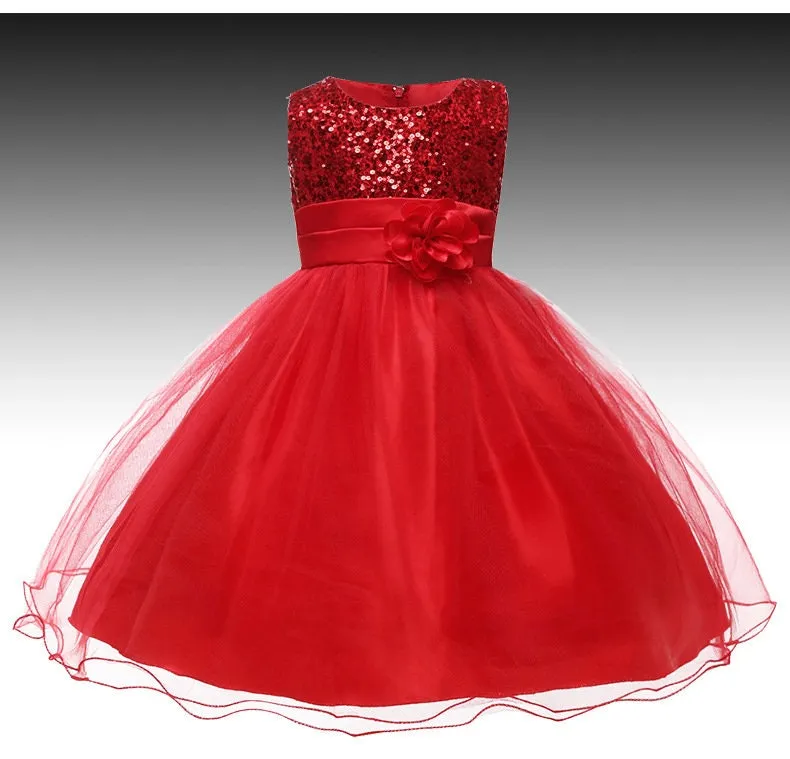 Girls Princess Dress for Girls Tutu Sleeveless Sequin Party Dress