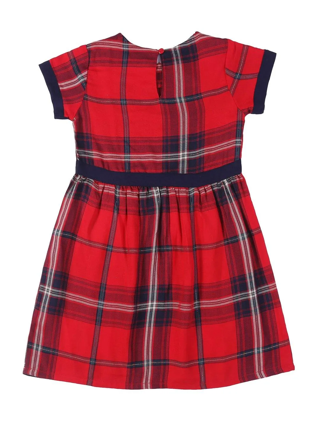 Girls Red Checked Fit and Flare Dress