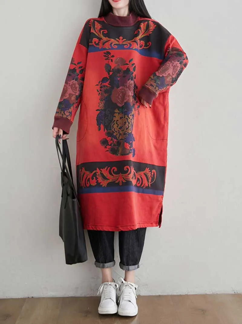 I Won’t Give Up High Neck Art Sweater Dress