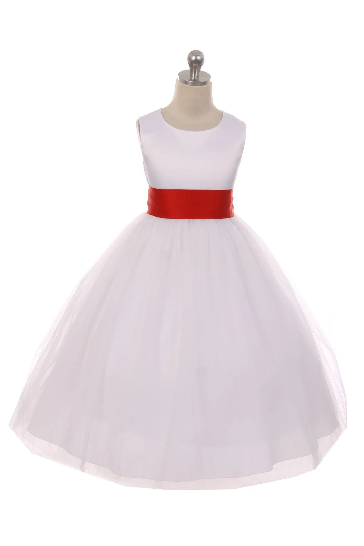 Ivory Satin Sash & Bow Girls Dress