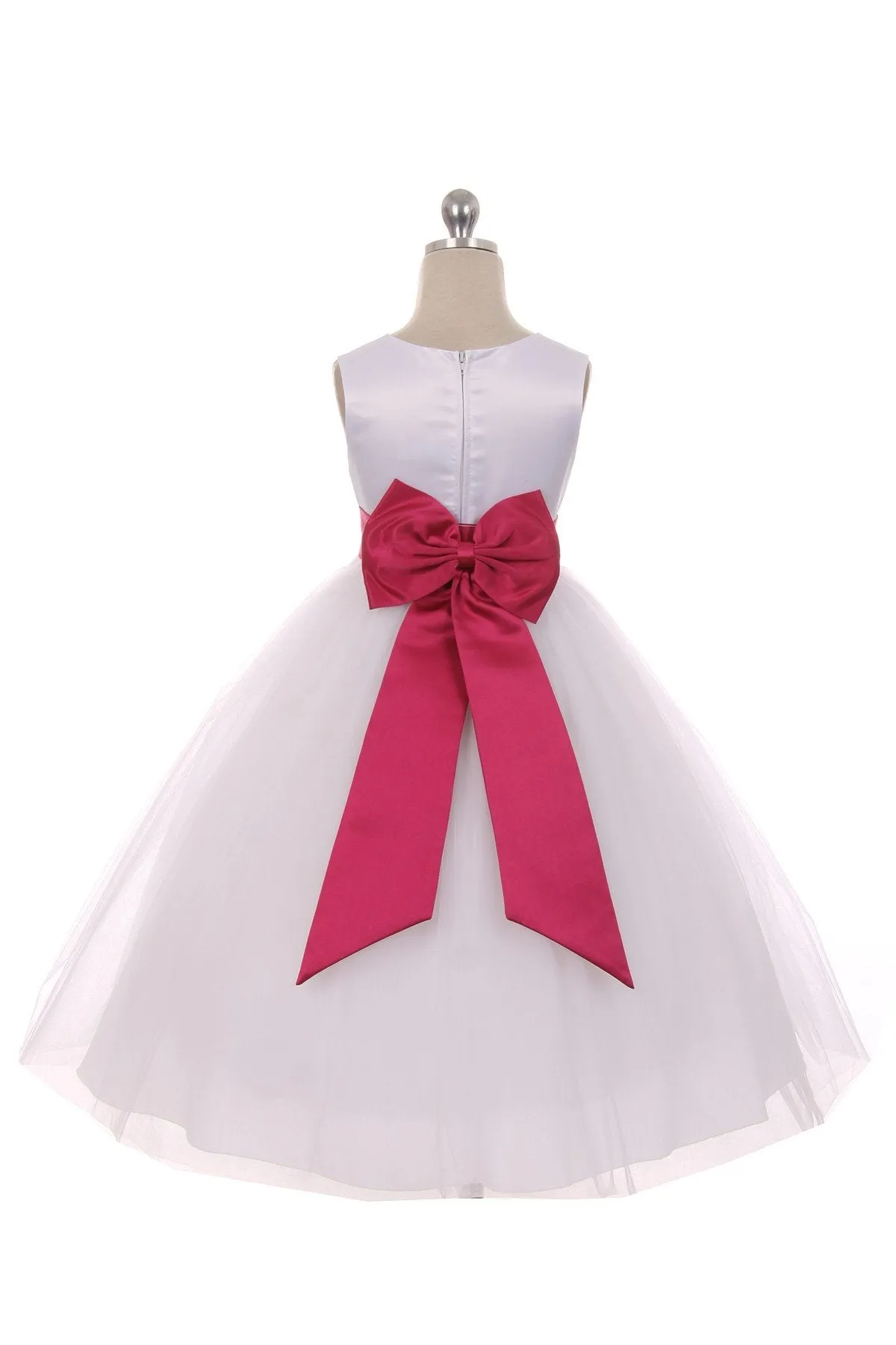 Ivory Satin Sash & Bow Girls Dress