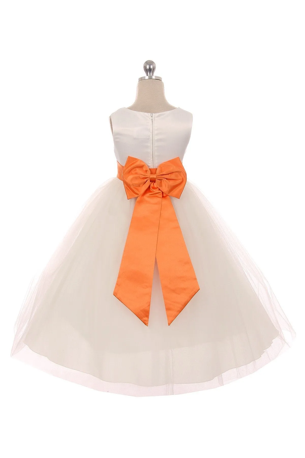 Ivory Satin Sash & Bow Girls Dress