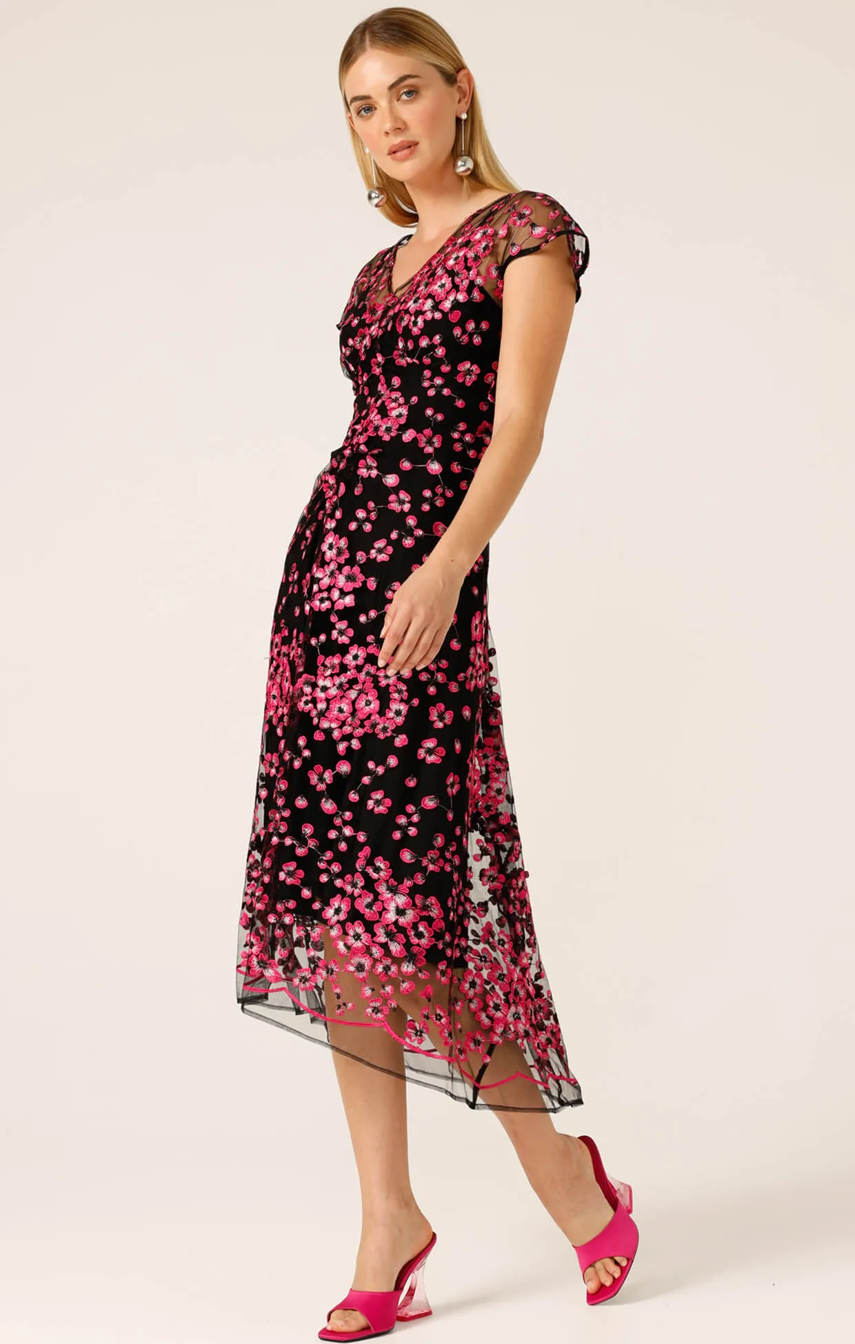 Joan Orchid Dress - Pink/Black