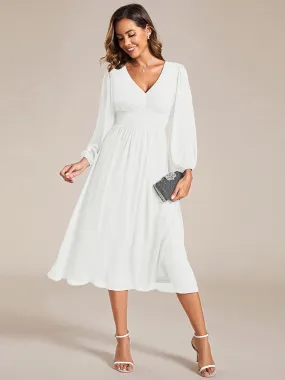 Knee Length Chiffon Wholesale Wedding Guest Dresses With Long Sleeves