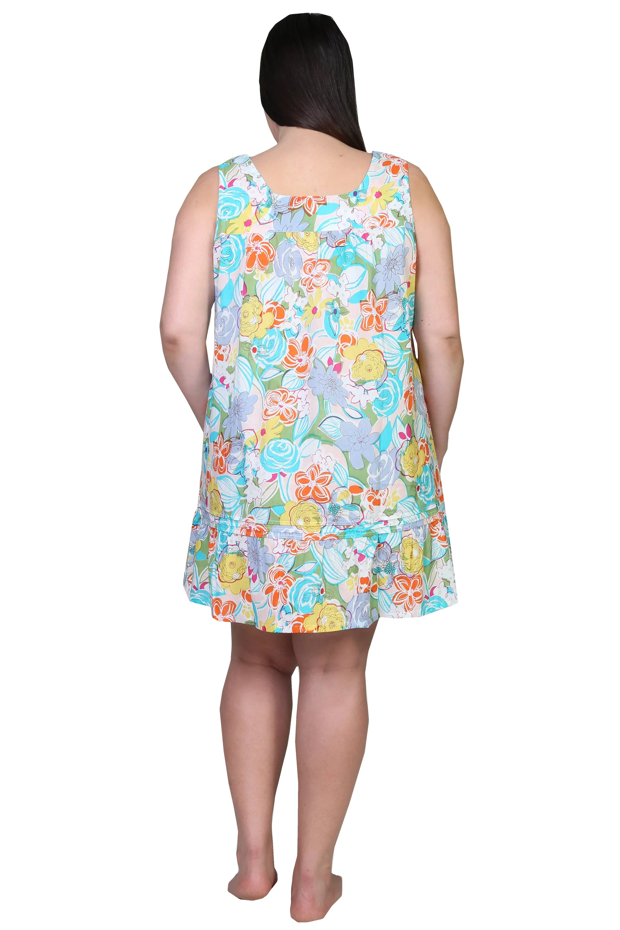 La Cera 100% Cotton Pastel Floral Print Chemise