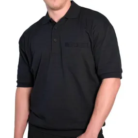 LD Sport Solid Pique Short Sleeve Banded Bottom Shirt 6070-237 Big and Tall-Black