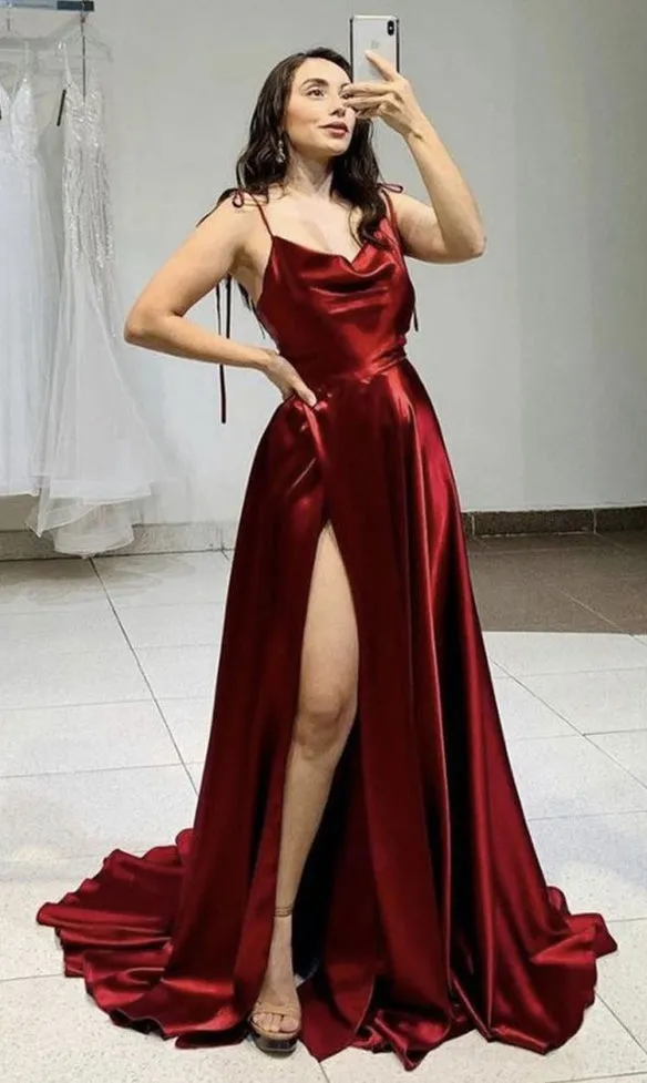 Long Prom Dresses with Slit,Evening Dresses,Winter Formal Dresses,BP638