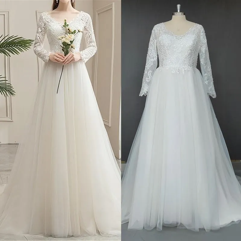 Long Sleeve A-Line Wedding Dress