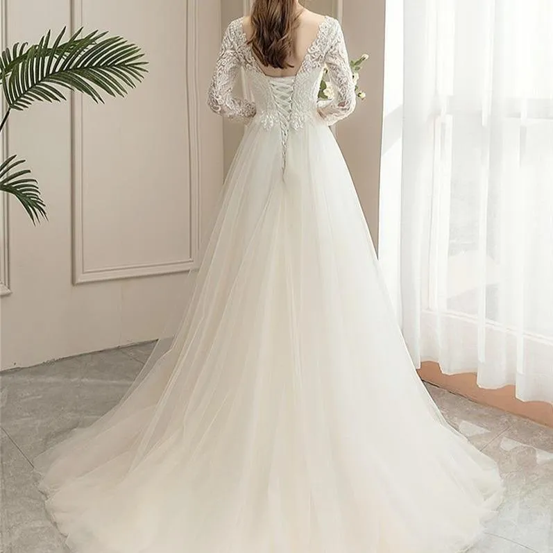 Long Sleeve A-Line Wedding Dress