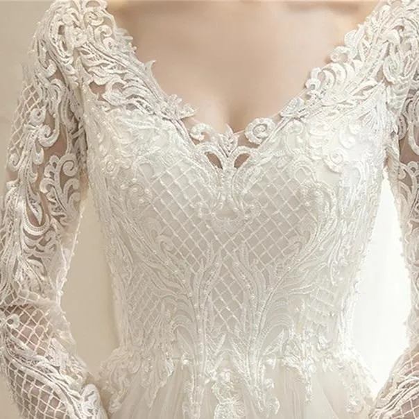 Long Sleeve A-Line Wedding Dress