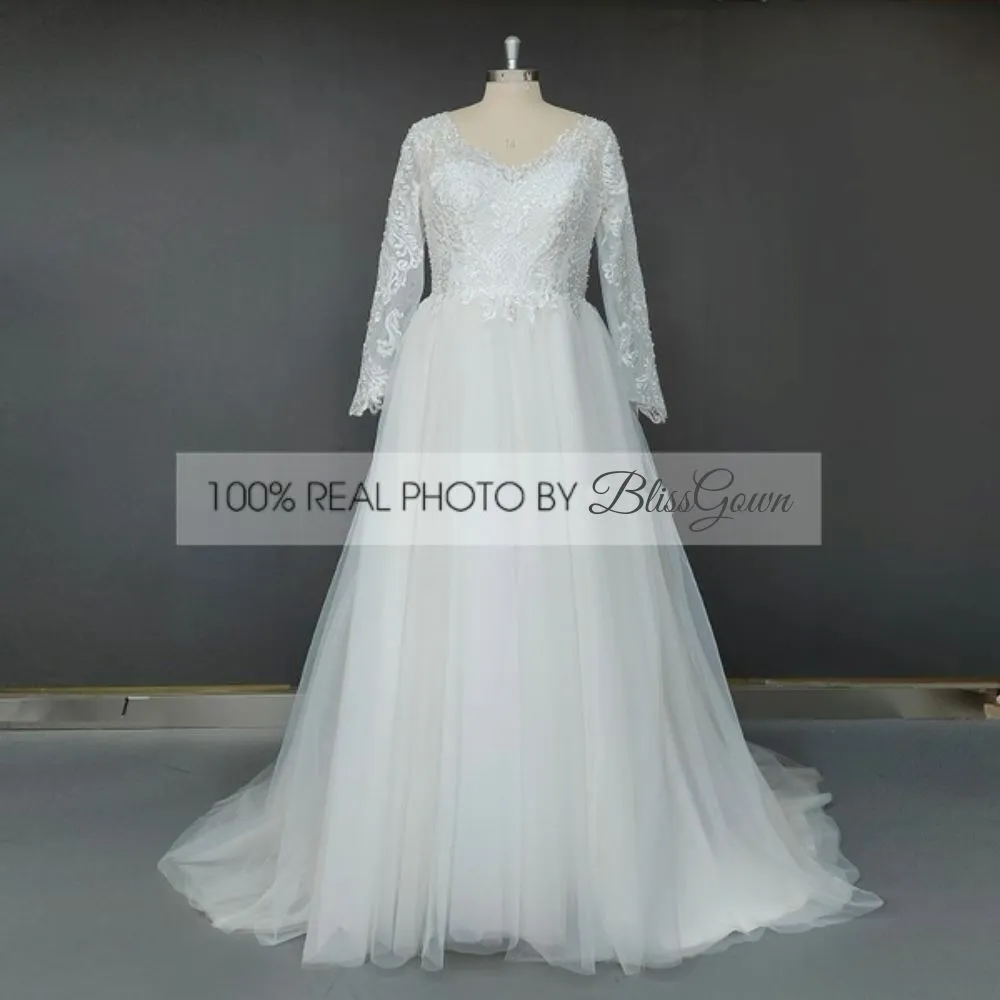 Long Sleeve A-Line Wedding Dress